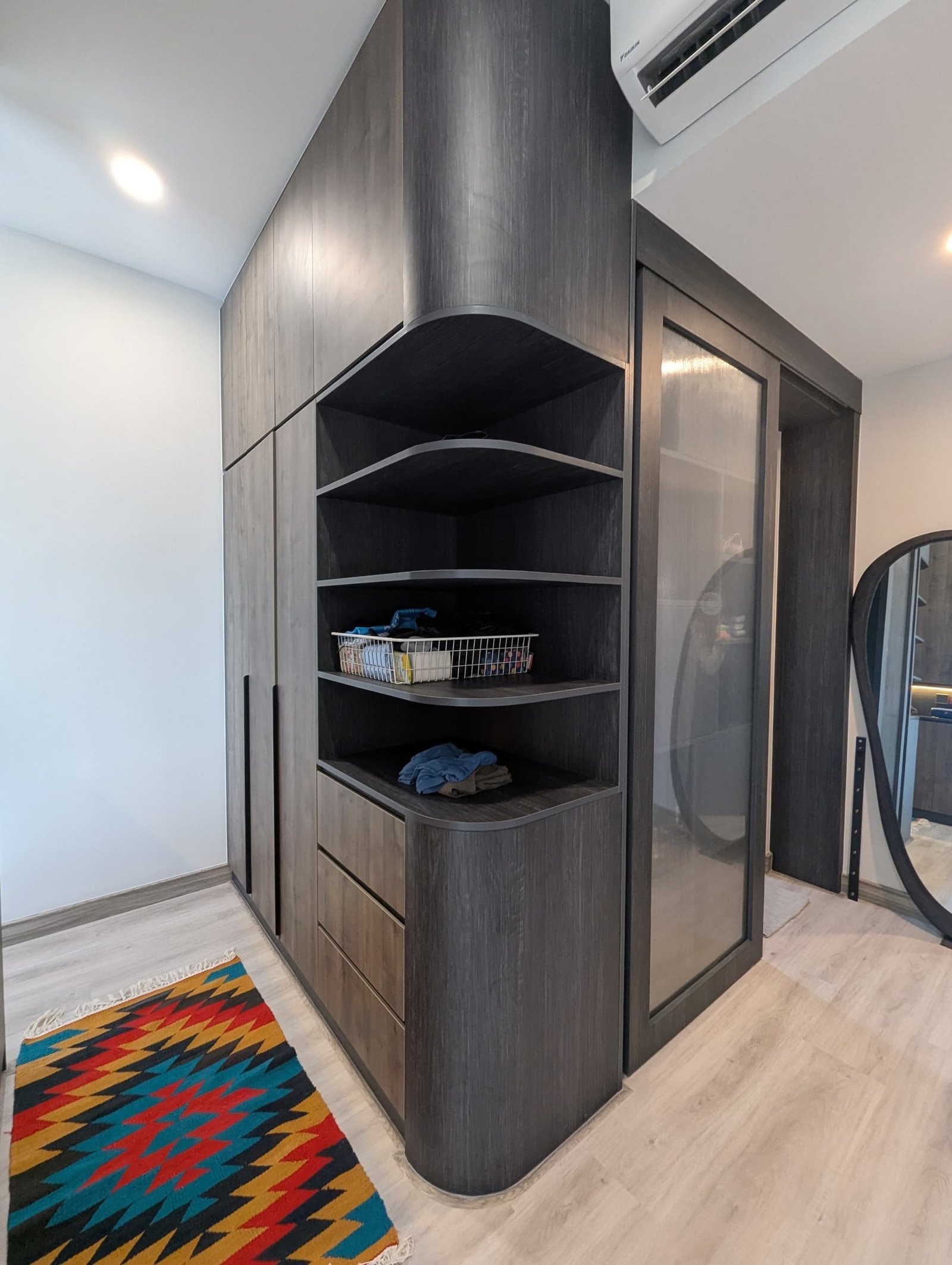 Custom curved wardrobe